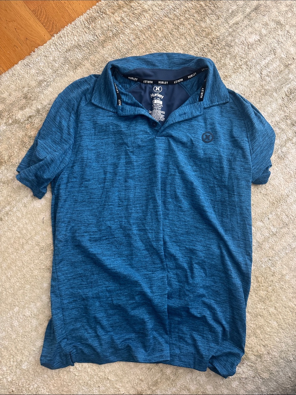 Hurley Men's Heathered Teal Blue Performance Polo